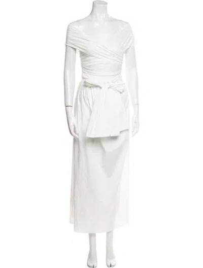 Pre-owned Altuzarra Off-the-shoulder Long Dress In White