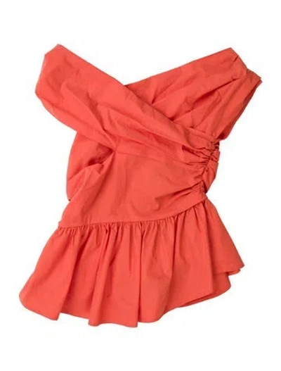 Pre-owned Altuzarra Off-the-shoulder Long Sleeve Blouse In Orange