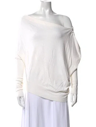 Pre-owned Altuzarra Off-the-shoulder Long Sleeve Top In White