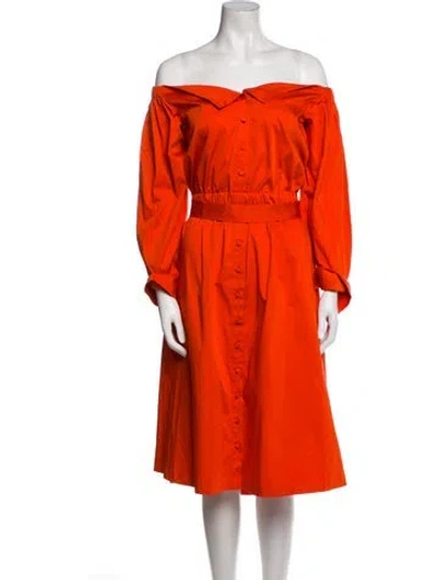 Pre-owned Altuzarra Off-the-shoulder Midi Length Dress In Orange