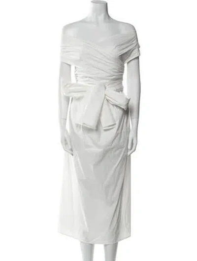 Pre-owned Altuzarra Off-the-shoulder Midi Length Dress In White