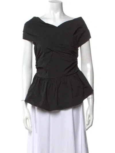 Pre-owned Altuzarra Off-the-shoulder Short Sleeve Blouse In Black