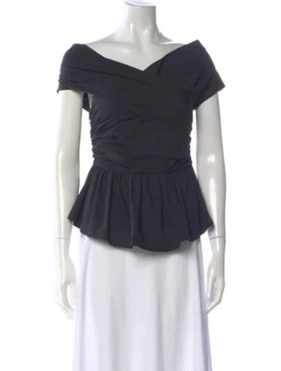 Pre-owned Altuzarra Off-the-shoulder Short Sleeve Blouse In Blue