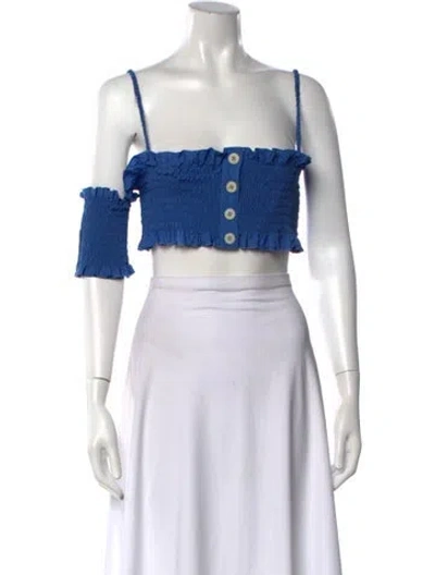 Pre-owned Altuzarra Off-the-shoulder Short Sleeve Crop Top In Green