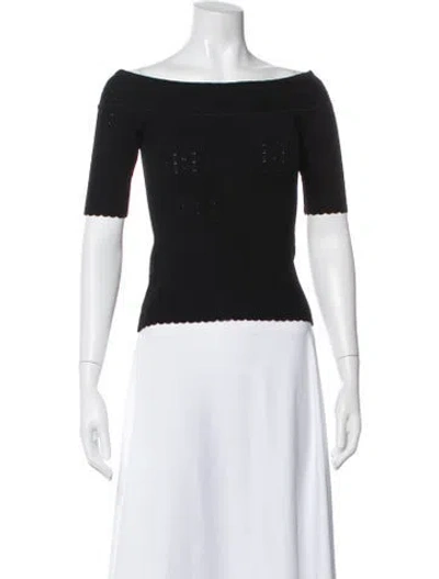 Pre-owned Altuzarra Off-the-shoulder Short Sleeve Top In Black