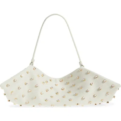 Altuzarra Origami Crystal Studded East/west Leather Bag In White