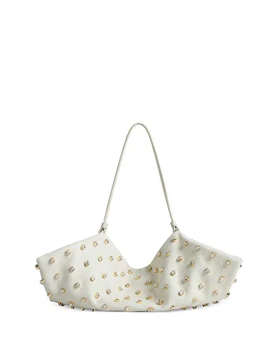 Altuzarra Origami Crystal Studded Leather Shoulder Bag In White