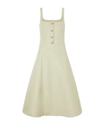 Altuzarra Orrie Button-embellished Cotton-blend Midi Dress In Green
