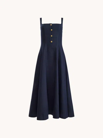 Altuzarra Orrie Paneled Cotton-blend Midi Dress In Blue