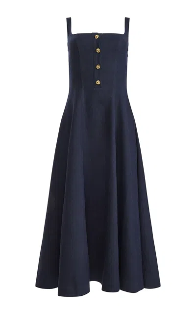 Altuzarra Orrie Linen-blend Midi Dress In Blue