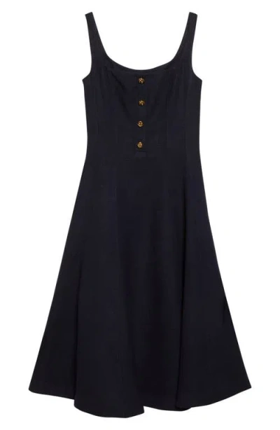 Altuzarra Orrie Sleeveless Linen Blend Midi Dress In Black