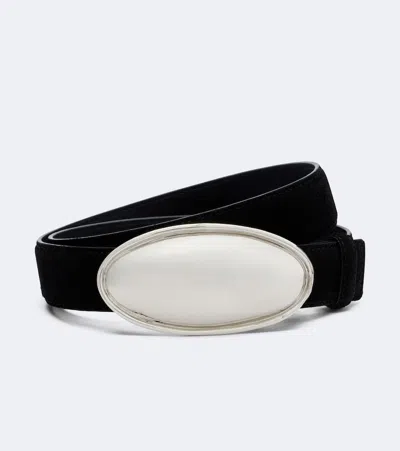 Altuzarra Oval Plaque Suede Belt In Black