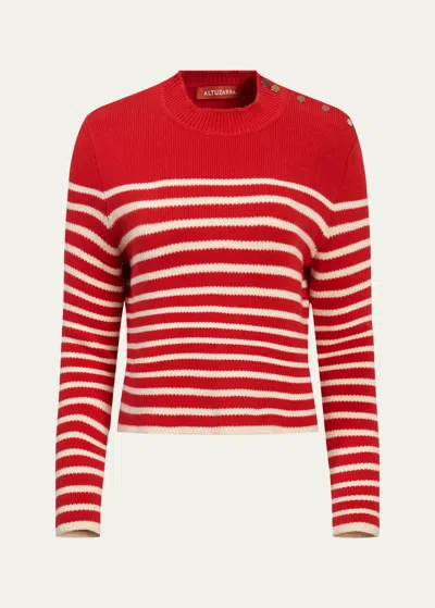 Altuzarra oz Cashmere-blend Striped Sweater In Grenad/ivry