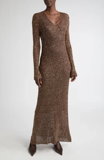 Altuzarra Ozzie Long Sleeve Sequin Maxi Sweater Dress
