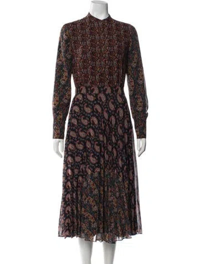 Pre-owned Altuzarra Paisley Print Midi Length Dress In Black/blue/neutrals