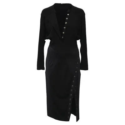Altuzarra Panelled Long Sleeve Buttoned Dress In Black Wool