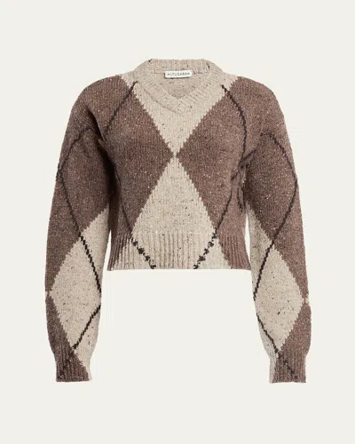 Altuzarra Parish Argyle V-neck Sweater In Cocoa