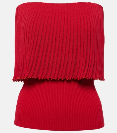 Altuzarra Pascale Ribbed-knit Jersey Top In Red