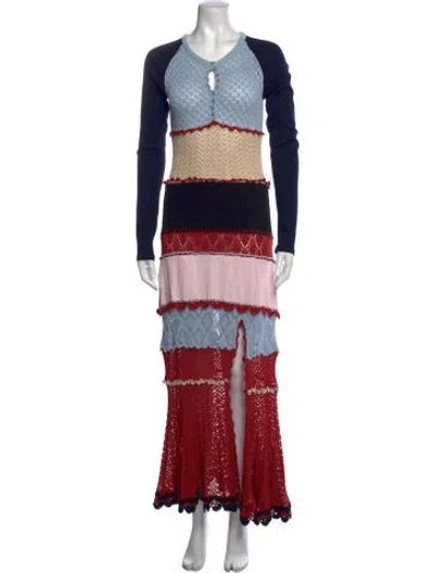 Pre-owned Altuzarra Patterned Long Dress In Red