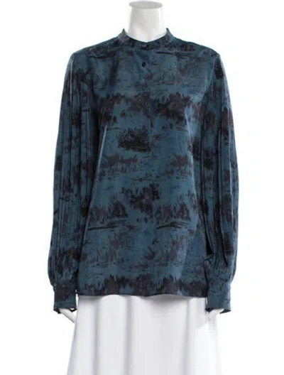 Pre-owned Altuzarra Patterned Long Sleeve Blouse In Blue
