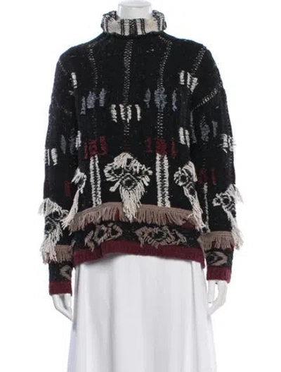 Pre-owned Altuzarra Patterned Turtleneck Sweater In Black