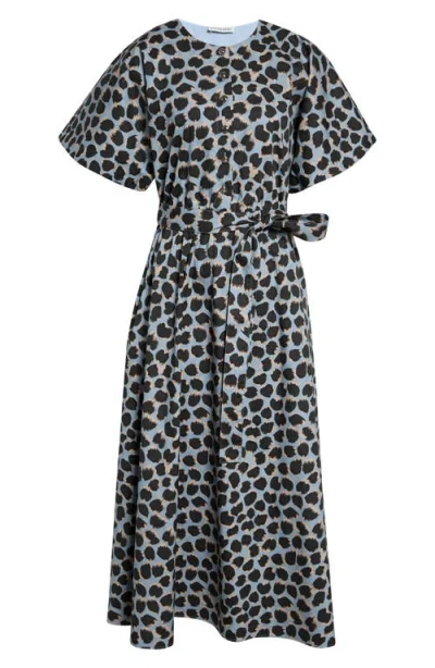 Altuzarra Paulina Belted Stretch Cotton Shirtdress In Blue