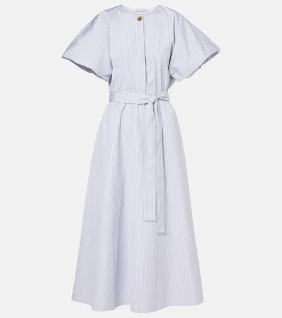 Altuzarra Paulina Striped Cotton Midi Dress In Blue