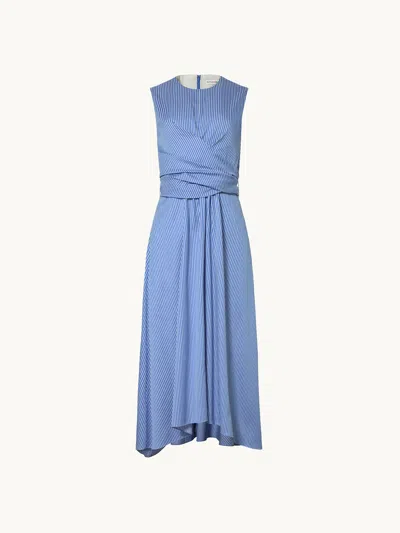 Altuzarra Penny Striped Crossover Draped Midi Dress In Blue