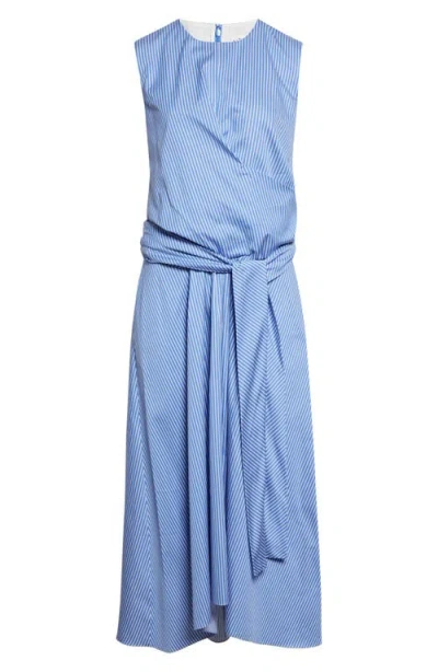 Altuzarra Penny Stripe Draped Silk Dress In Neutral