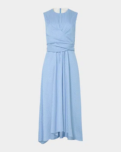 Altuzarra Penny Striped Crossover Draped Midi Dress In Blue