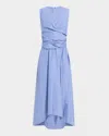 Altuzarra Penny Striped Draped Wrap Midi Dress