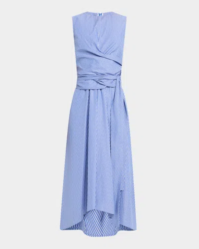 Altuzarra Penny Striped Draped Wrap Midi Dress