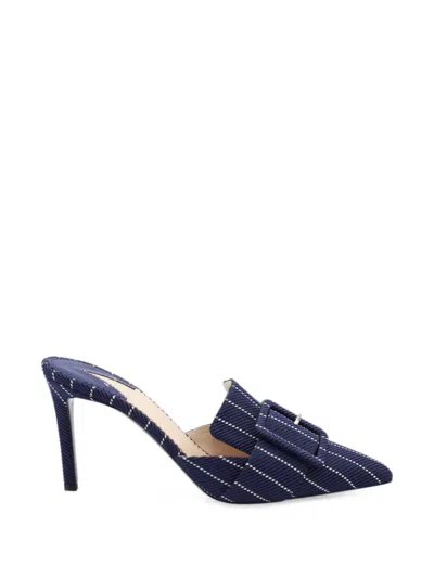 Pre-owned Altuzarra Pinstripe Buckle-detail Pumps In Blue