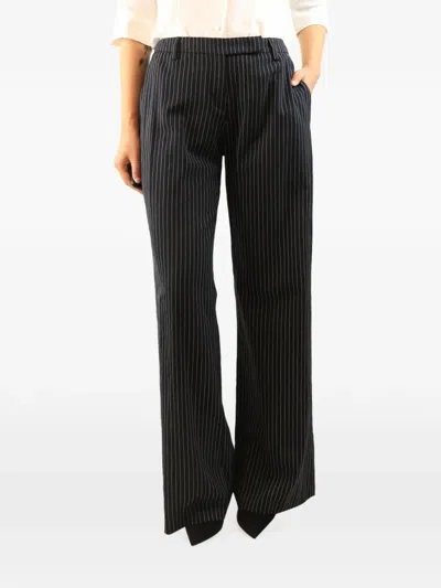 Pre-owned Altuzarra Pinstripe-print Straight-leg Trousers In Black