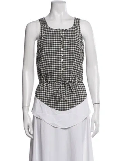 Pre-owned Altuzarra Plaid Print Crew Neck Blouse W/ Tags In Grey