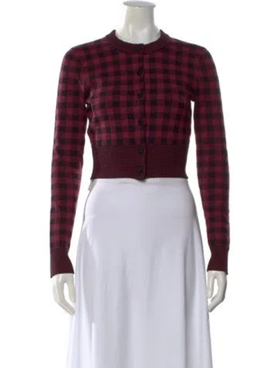 Pre-owned Altuzarra Plaid Print Crew Neck Sweater In Burgundy