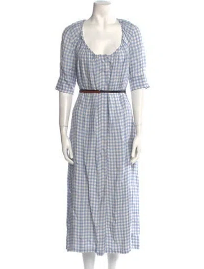 Pre-owned Altuzarra Plaid Print Long Dress In Blue