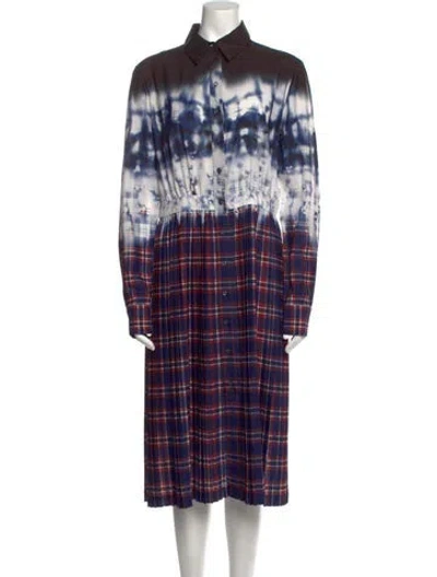 Pre-owned Altuzarra Plaid Print Long Dress In Blue