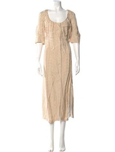 Pre-owned Altuzarra Plaid Print Long Dress In Neutral