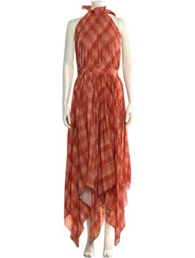 Pre-owned Altuzarra Plaid Print Long Dress In Orange