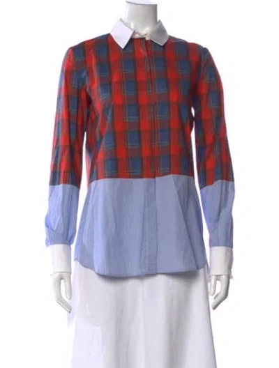Pre-owned Altuzarra Plaid Print Long Sleeve Blouse In Multi