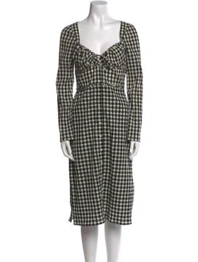Pre-owned Altuzarra Plaid Print Midi Length Dress In Black