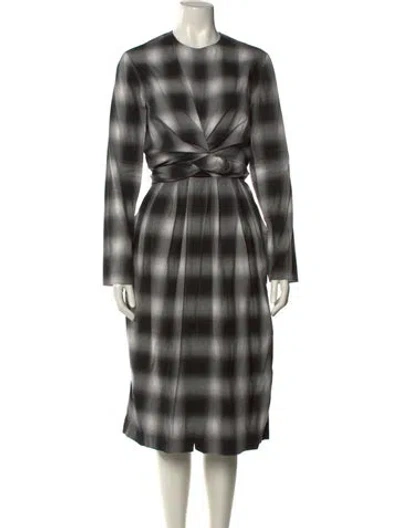 Pre-owned Altuzarra Plaid Print Midi Length Dress In Black
