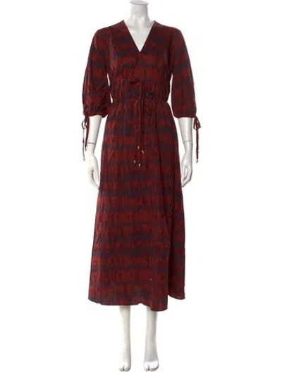 Pre-owned Altuzarra Plaid Print Midi Length Dress In Burgundy