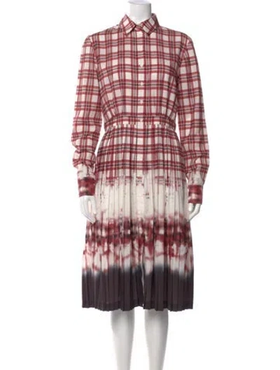 Pre-owned Altuzarra Plaid Print Midi Length Dress In Red