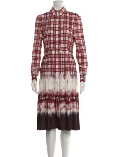Pre-owned Altuzarra Plaid Print Midi Length Dress In Red