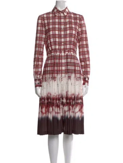 Pre-owned Altuzarra Plaid Print Midi Length Dress In Red
