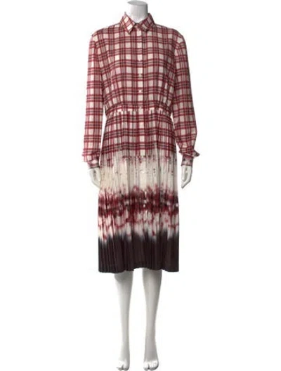 Pre-owned Altuzarra Plaid Print Midi Length Dress In Red
