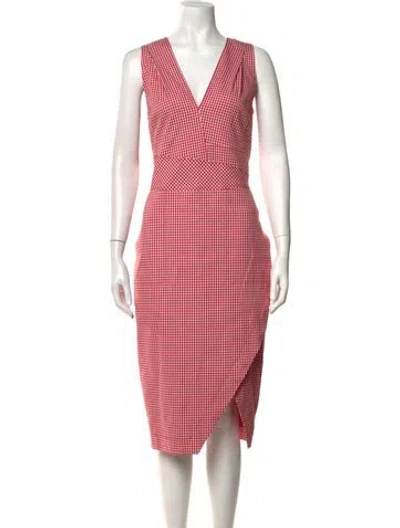 Pre-owned Altuzarra Plaid Print Midi Length Dress In Red