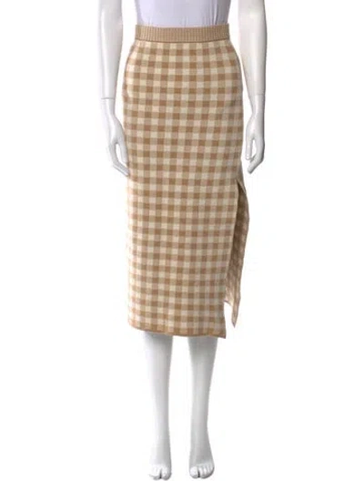 Pre-owned Altuzarra Plaid Print Midi Length Skirt In Brown